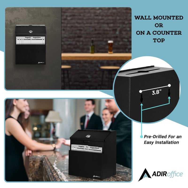 Adir Corp. Steel Suggestion/Key Drop Box (Black) - Image 4